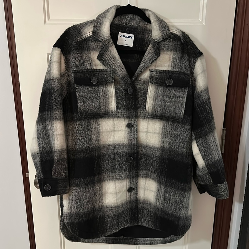 Old Navy Plaid Flannel Long Shacket Women's Size S